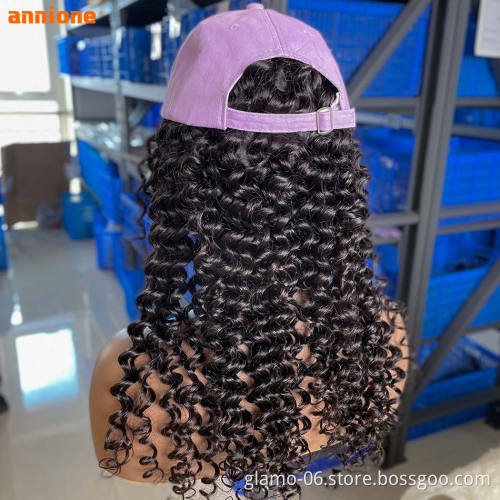 Factory Price human hair baseball cap hat wig,Baseball Cap Wig For Black Women,silly cap wigs with hats for girls